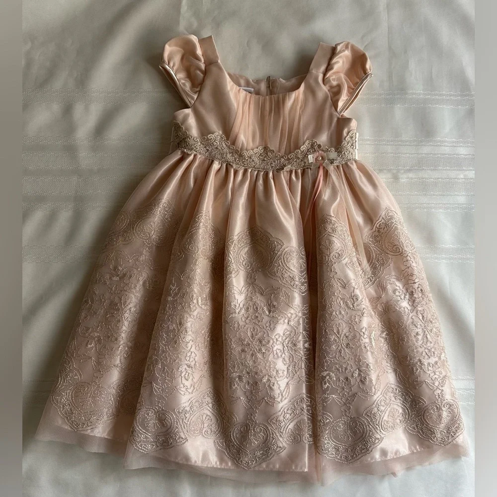 Bonnie Jean Blush and Gold Elegant Dress